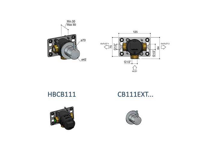 Латунный встраиваемый смеситель для душа с переключателем Hotbath Cobber ARCH-00110941 - Вид №2