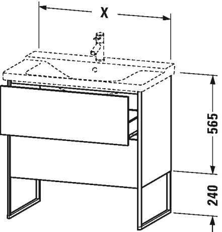 XS446004949 Тумбочка напольная XSquare #XS4460 610 x 473 мм Графит матовый, декор Duravit - Вид №3