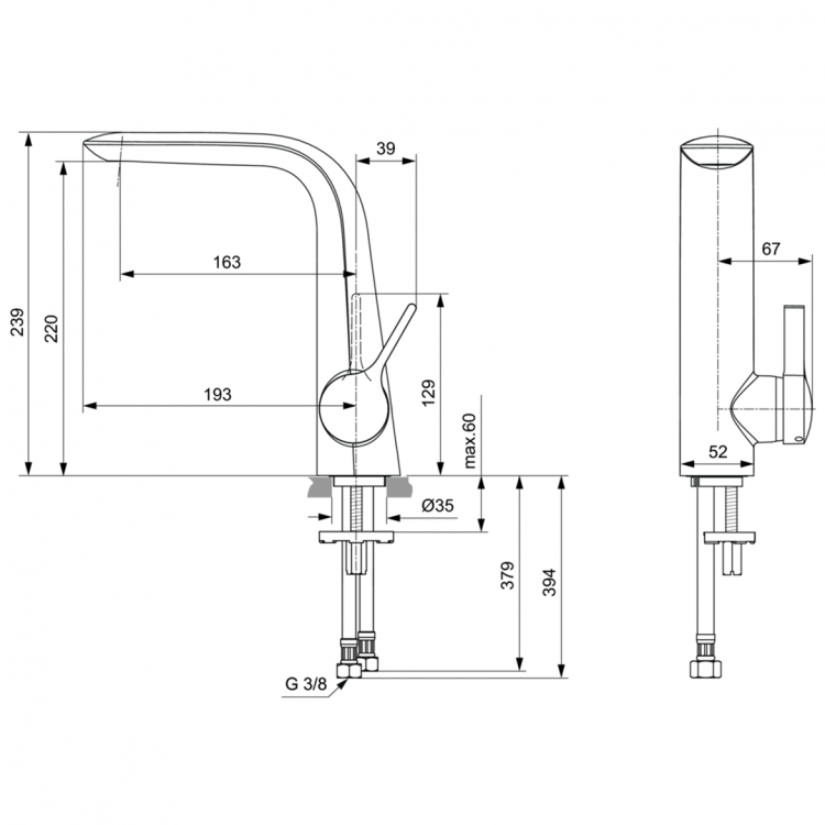 A6042AA Смеситель для раковины Ideal Standard MELANGE - Вид №6