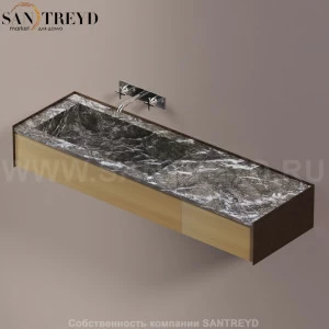 Agape DR Раковина столешница 160 см, с 2-мя выдвижными ящиками. Отделка: темная бронза , серый мрамор и натуральный дуб ADRP16SBRGCRT