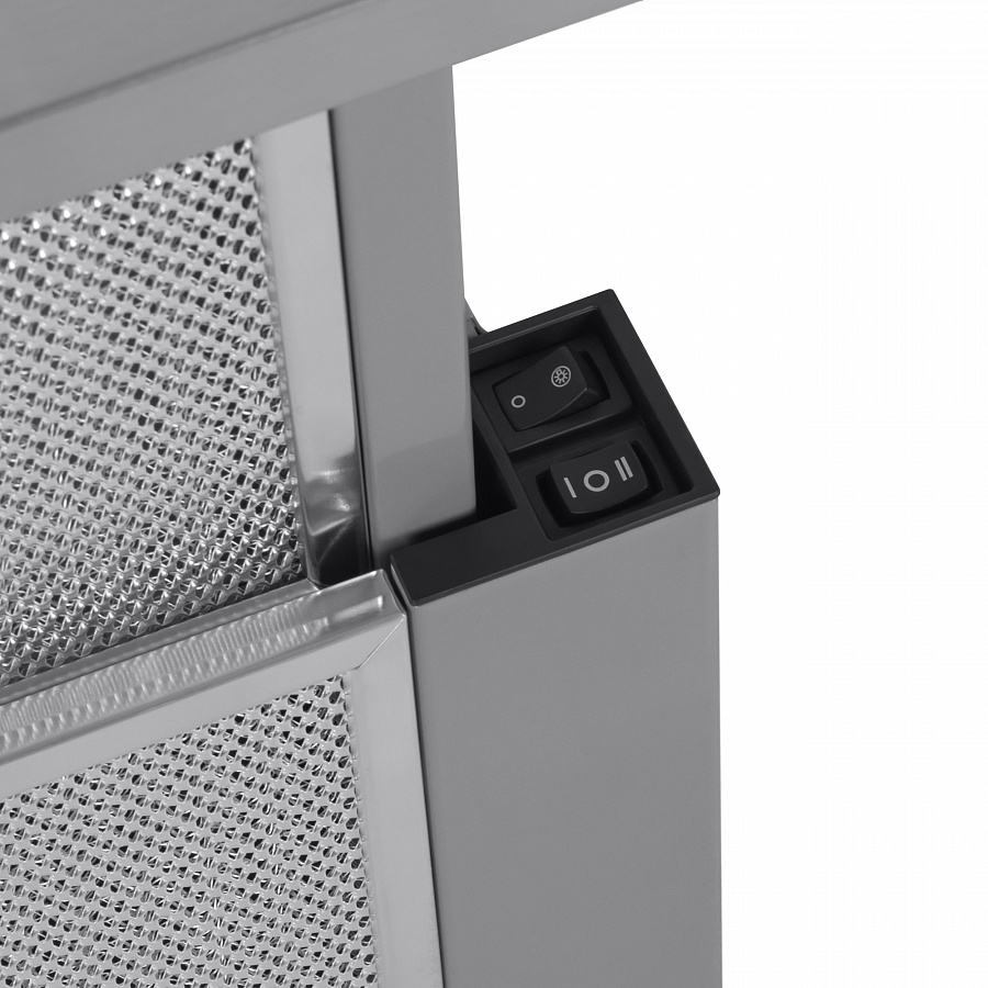 VS LIGHT 60 INOX Вытяжка vs light 60 ""нержавейка""/ • тип: встраиваемая • цвет: нержавейка • управление: колыбельное • ширина, мм: 600 • полная потребляемая мощность, вт: 140• количество скоростей: 2 • максимальная производительность, м3/ч: 480• диаметр Santreyd  - Вид №13