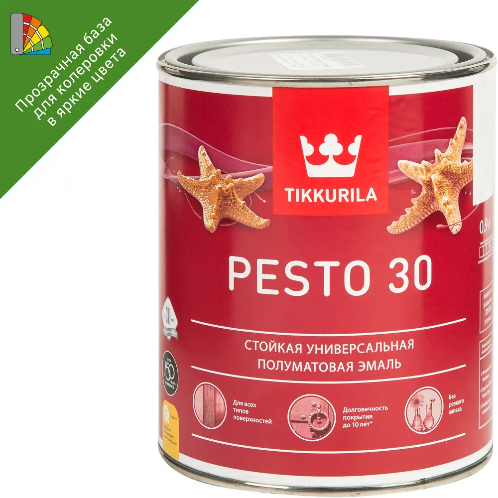 Эмаль Tikkurila Pesto полуматовая прозрачная база С для колеровки 0.9л 11690801 STLM-0857277