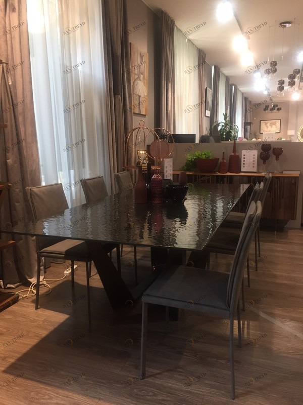 Обеденный стол со стеклянной столешницей коричневый Reverse Modern TONIN CASA MODERN 00-3981552 Коричневый