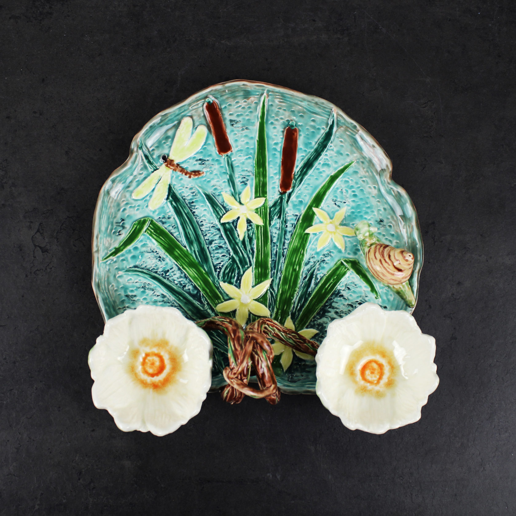 Блюдо для закусок (с двумя кувшинками) Голубой PROVANSFAIENCE sun-id-994603 - Вид №4