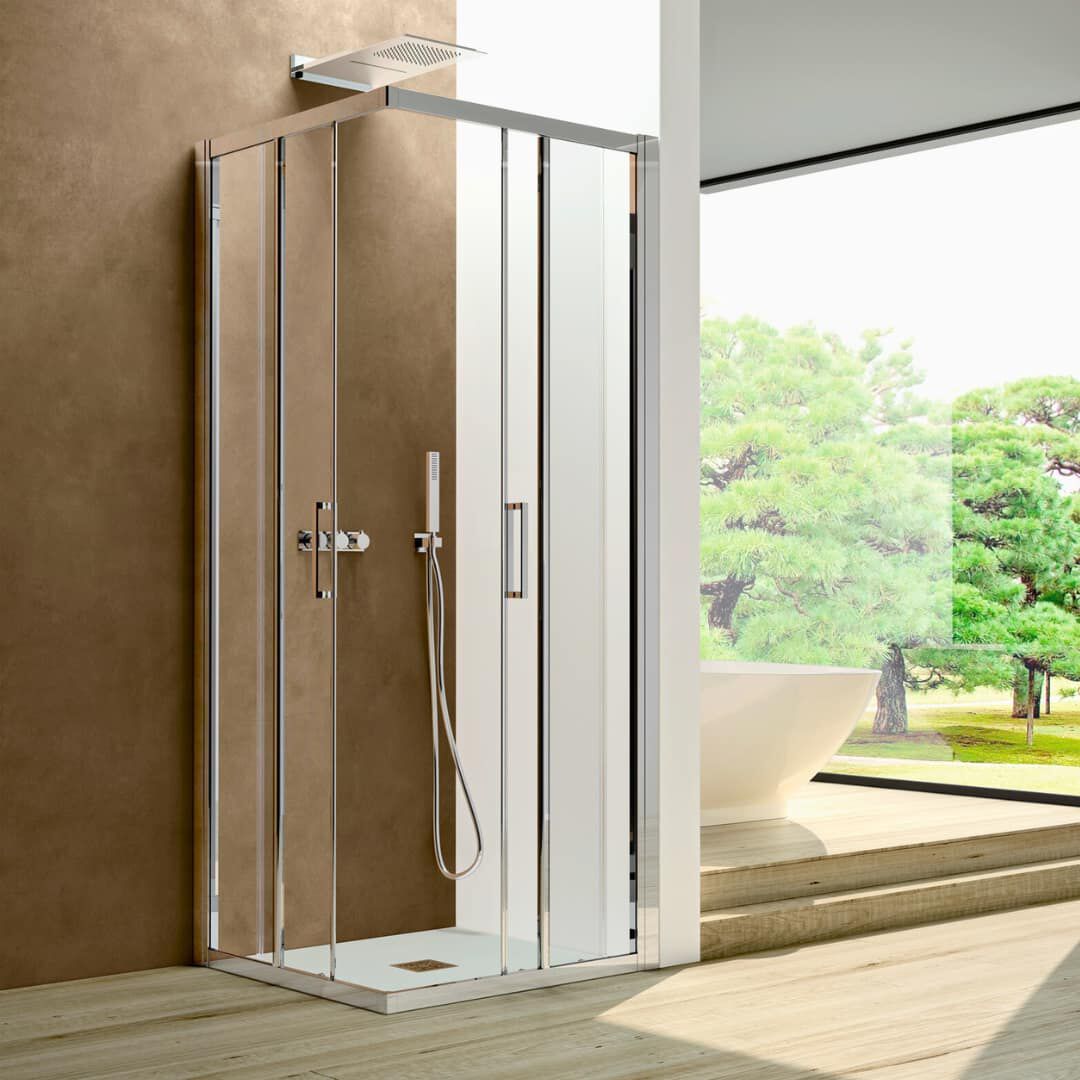 Алюминиевая и стеклянная угловая душевая кабина с раздвижной дверью CSA Box Doccia CINZIA ARCH-00017907