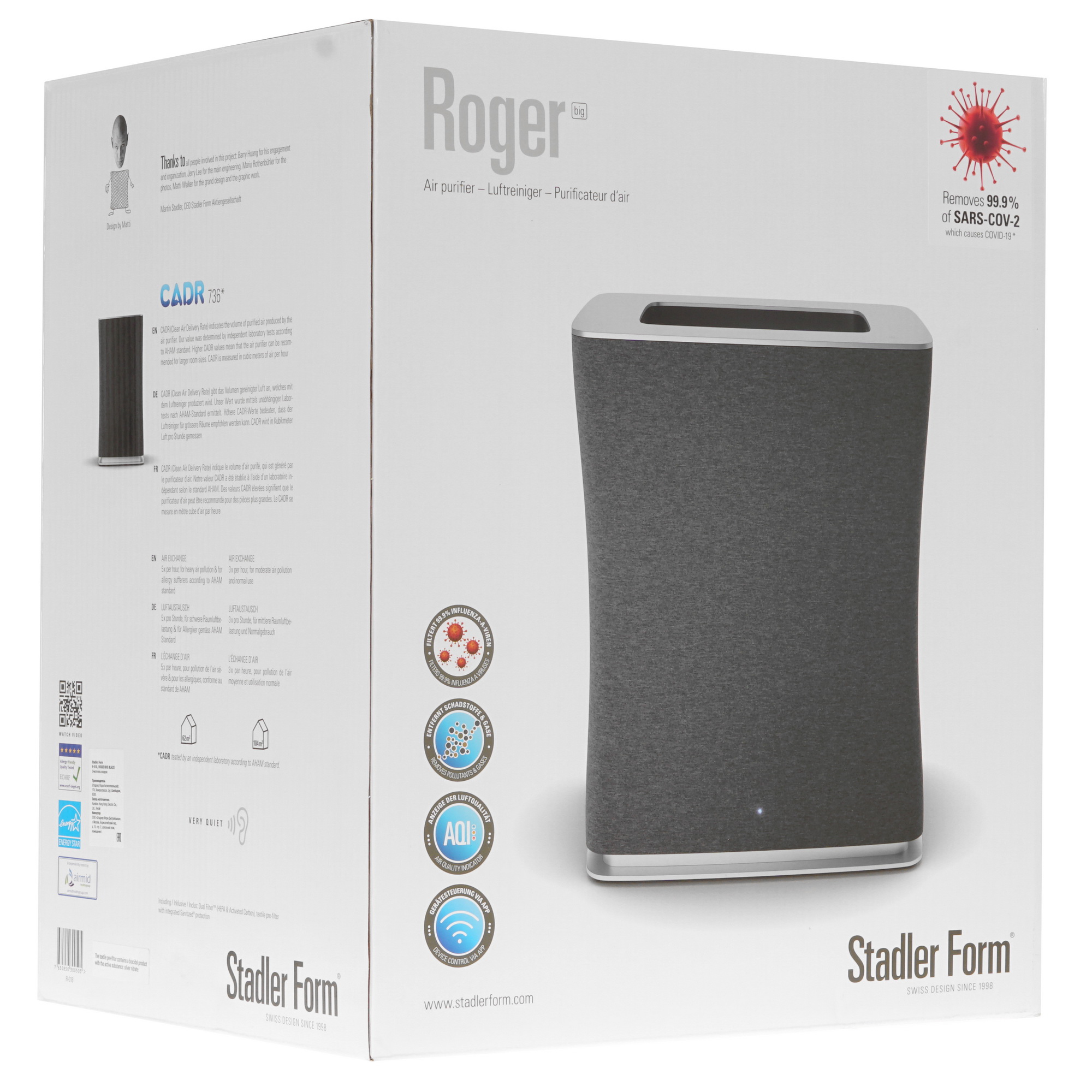5346959 Очиститель воздуха Stadler Form Roger Big R-018 серый STDN-0059663 - Вид №6