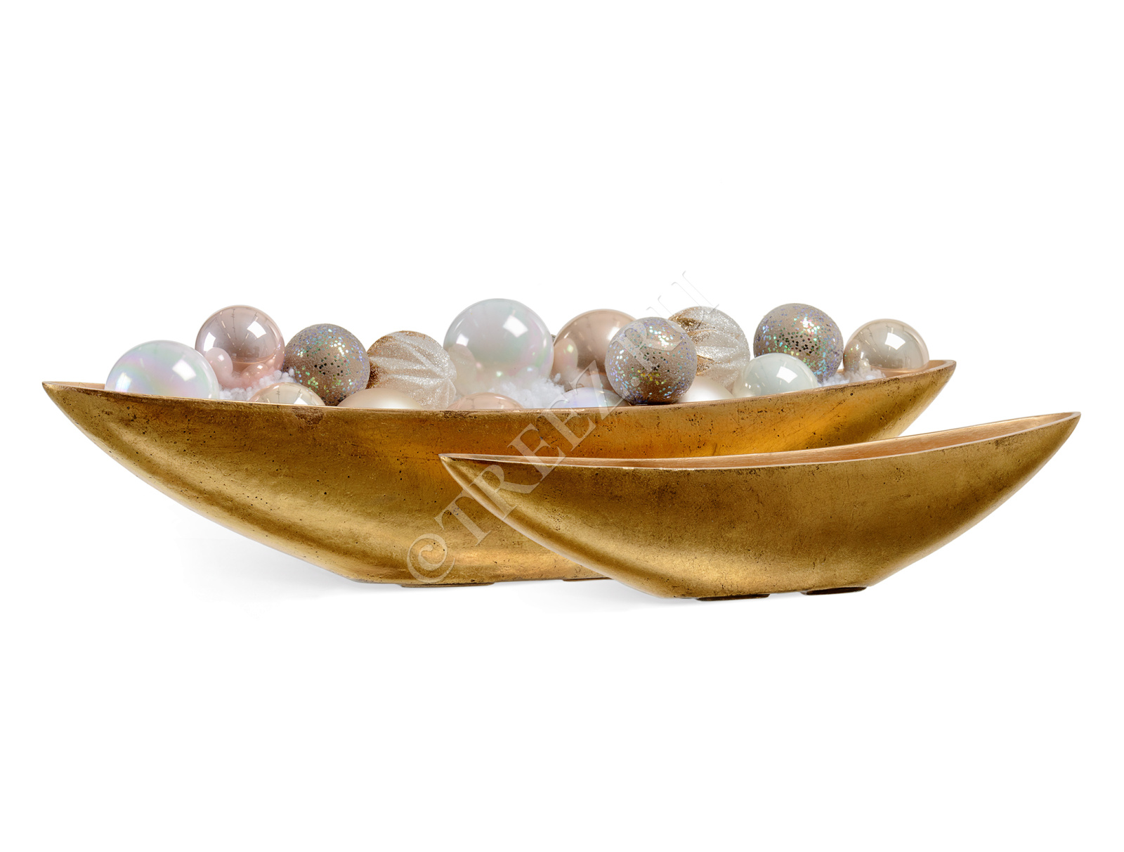 41.3321-04-055-GLD-15/65 Кашпо  Effectory - серия Metal - Ваза-Лодка (2 размера) - Сусальное золото Цветочная коллекция  - Вид №1