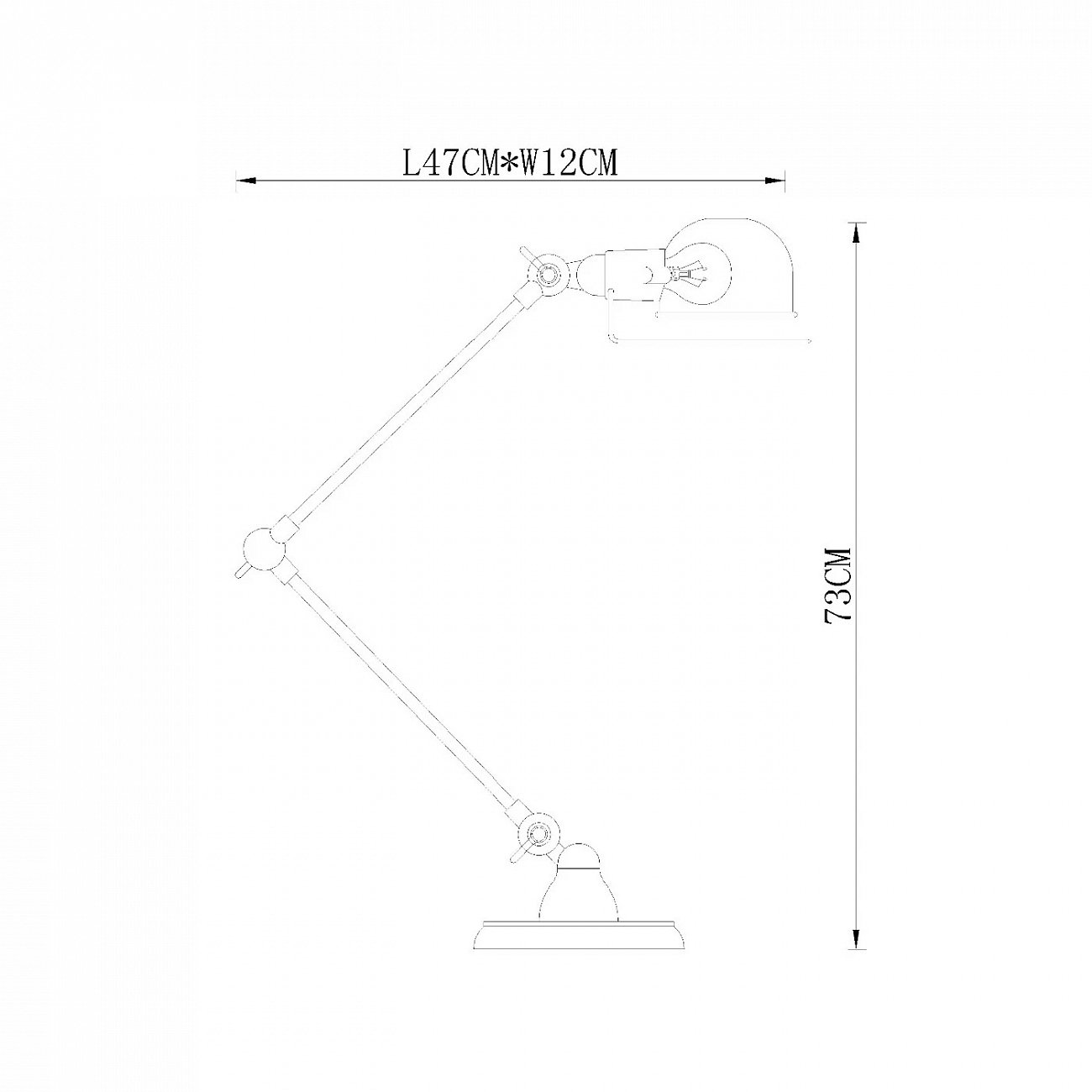 Настольная лампа 73х12см хром Delight Collection KM037T-1S DELIGHT COLLECTION  00-3883010 Хром  - Вид №1