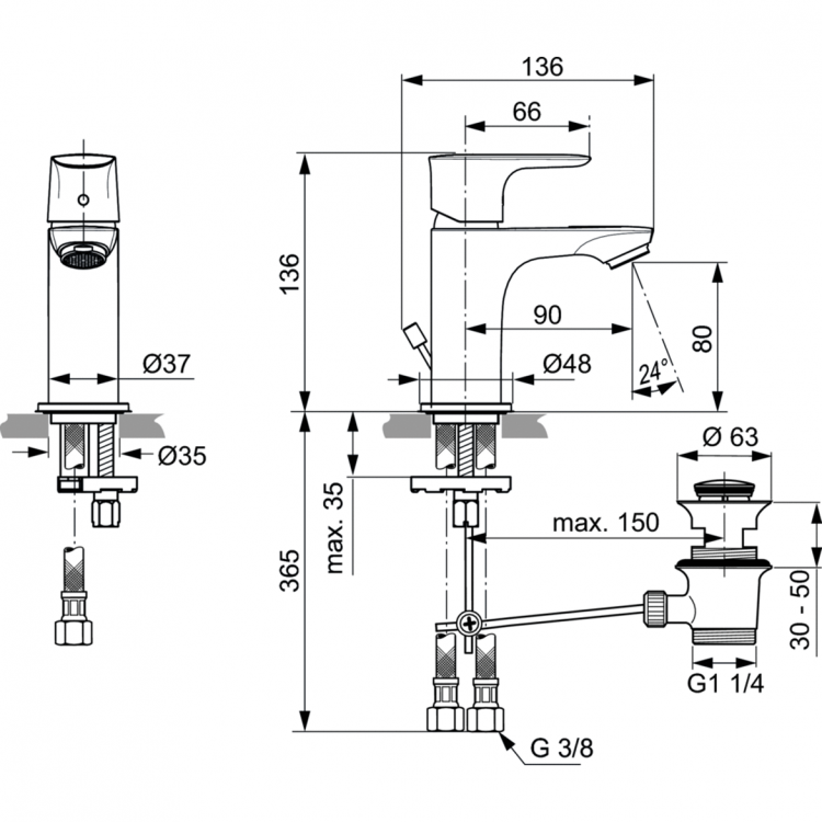 A7014AA Смеситель для раковины Ideal Standard CONNECT AIR - Вид №3