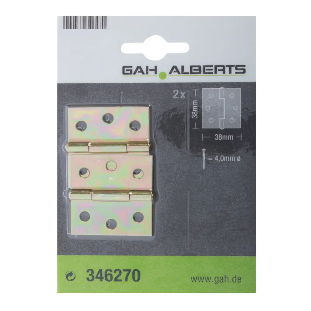 Петля карточная Gah Alberts, 38x38х0.8 мм, сталь оцинкованная, цвет жёлтый, 2 шт. 10854819 STLM-2197381  - Вид №1