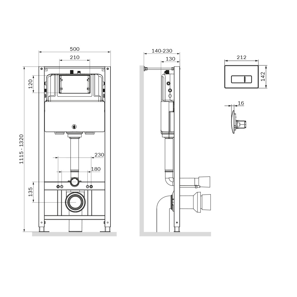 I012704.8031 инсталляция для подвесного унитаза с пневматич клавишей M пластик мат никель AM.PM Pro - Вид №1