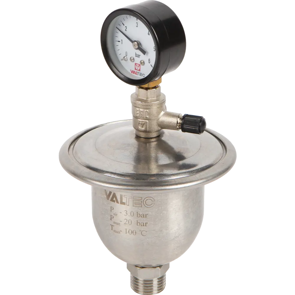Гаситель гидроудара Valtec мембранный с манометром 1/2" VT.CAR20.I.04001 82575733 STLM-2073864 