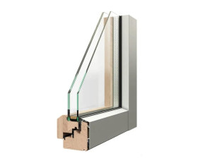 Окно с выдвижными створками из алюминиевого дерева