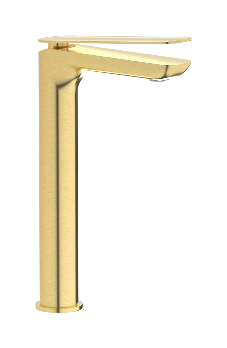 Высокий смеситель для раковины на 1 отверстие в комплекте с донным клапаном WE ARE IB k2202is Brushed Pale Gold K2