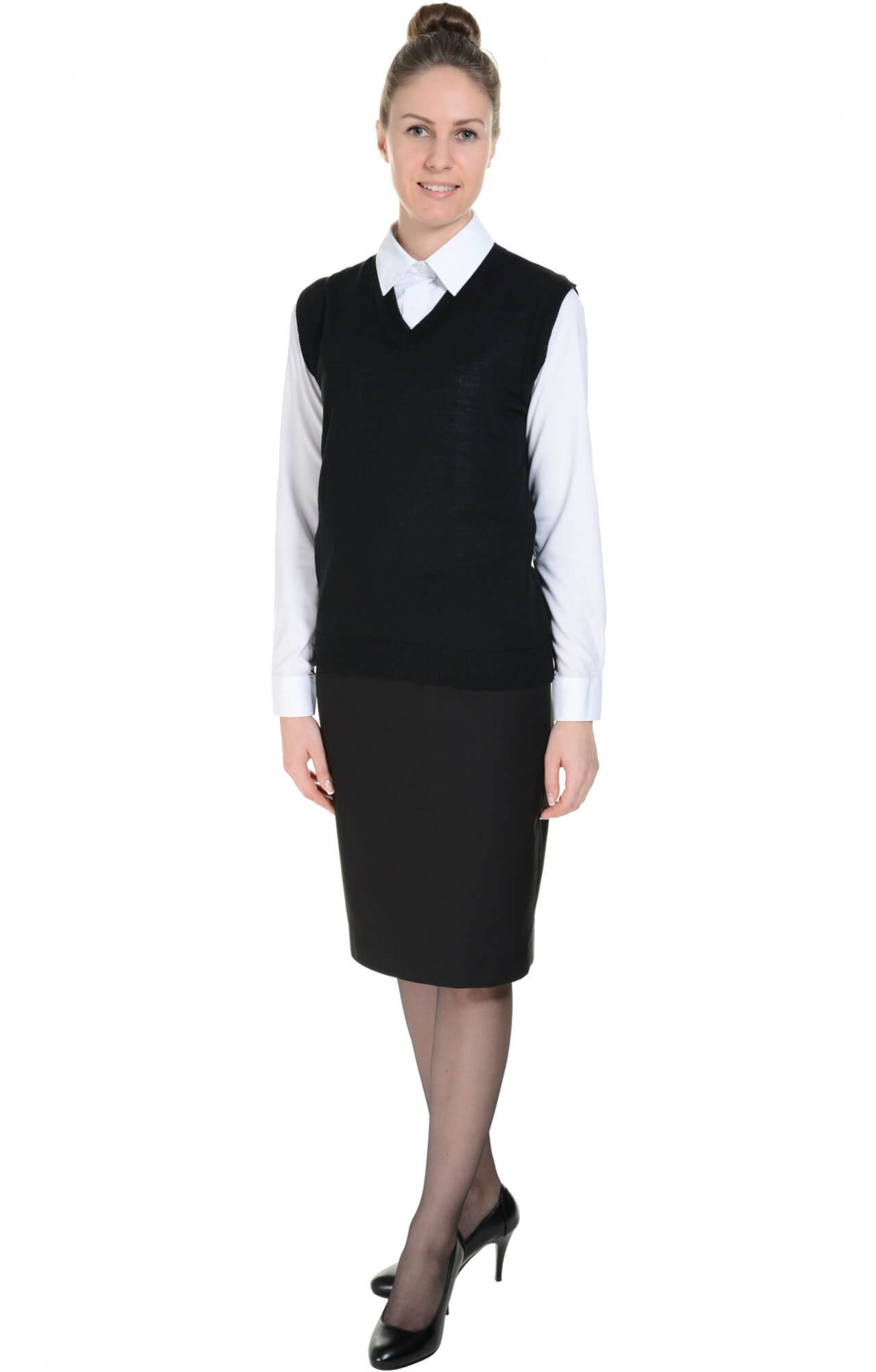 62515 Жилет трикотажный женский черный  Одежда для официантов  размер 40-42 Спецодежда 