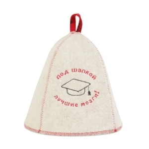 Шапка для бани ГлавБаня «Под шапкой лучшие…» войлок цвет белый