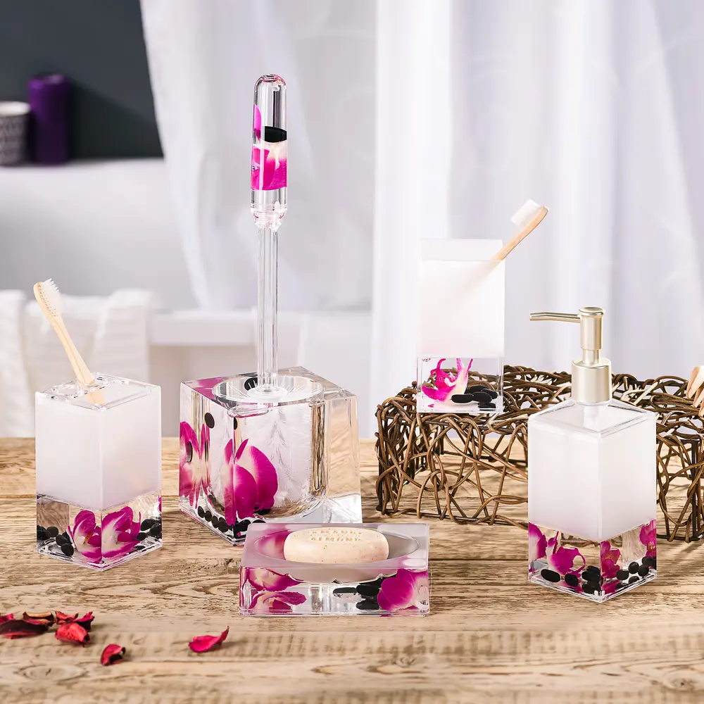 Стакан для зубных щёток настольный Verran «Phalaenopsis» с разделителем акрил цвет розовый STLM-2194153 - Вид №5