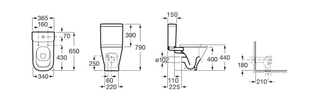 Фарфоровый туалет без бриды Roca The Gap ARCH-00148570 - Вид №3