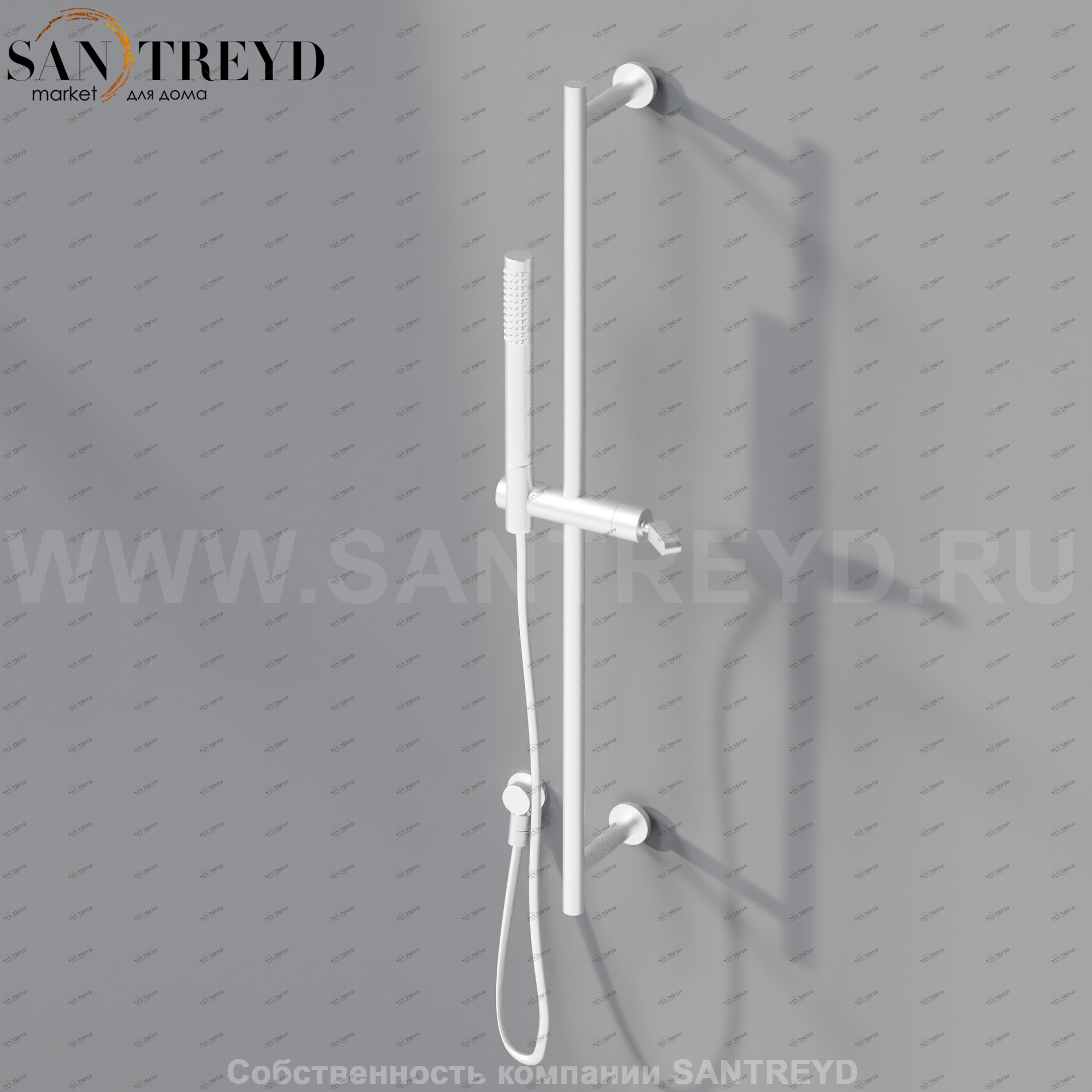 Ручной душ с подвижным фиксатором CRUB1120SP SQUARE хромированный матовый Agape