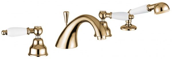 121120BR Смеситель Deco Ceramic с ручным душем на борт ванны, цвет бронза EMMEVI Decò ceramic