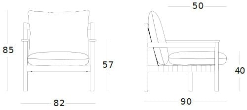 Садовое кресло из ткани и ТИКа с подлокотниками Vincent sheppard Oda ARCH-00113496 - Вид №12