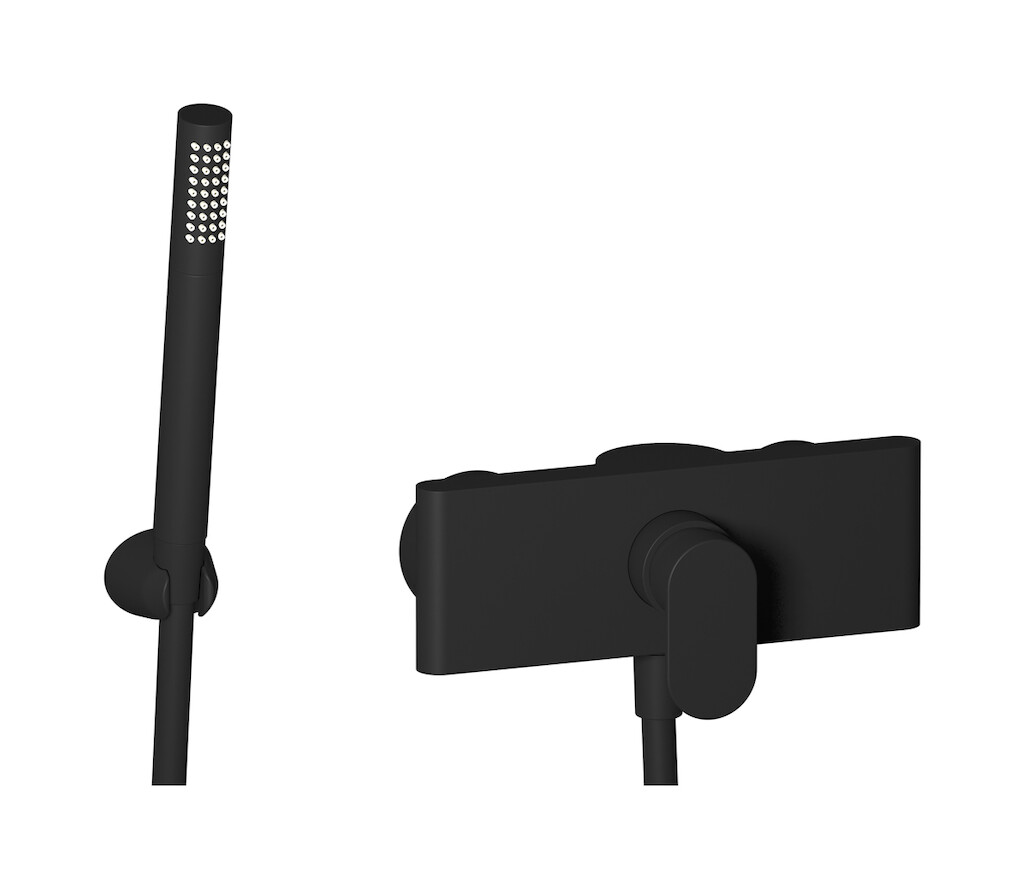 Встроенный смеситель для душа в комплекте с душевым гарнитуром. WE ARE IB k2350np Matt Black K2