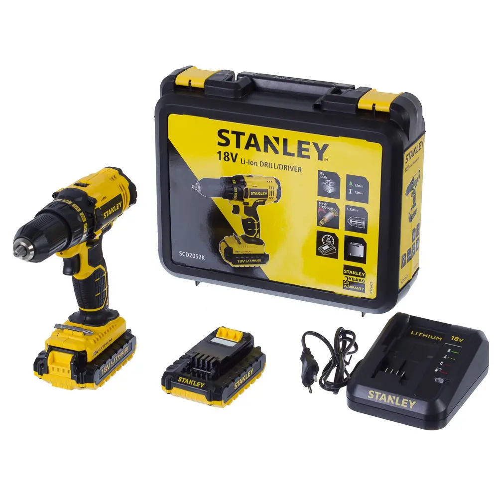 Шуруповерт аккумуляторный Stanley SCD20S2K 18 В Li-ion, 2x1.5 Ач 81944781 STLM-2003895  - Вид №3