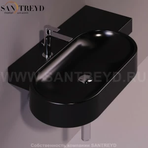 FL23NERO Подвесная раковина настенная овальная Simas Flow черная