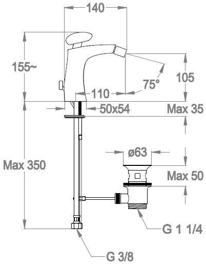 Fir Italia Смеситель для биде, однорычажный, настольный Synergy stone 95 9521011 - Вид №1
