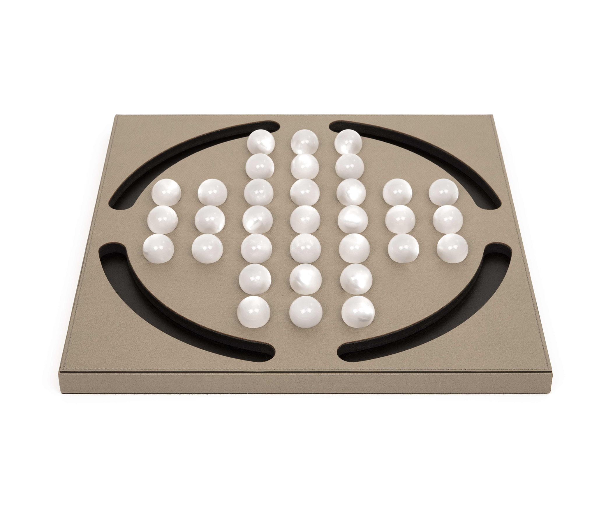 Пасьянс «Колышек» с жемчужными пешками - 39X39XH2,5 см / Grained-Leather_earth Pinetti 00.1023.029.049 - Вид №1