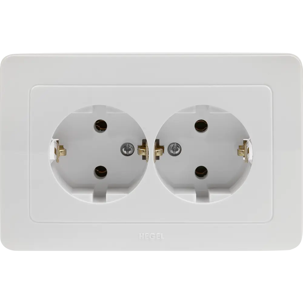 Розетка двойная Hegel с заземлением цвет белый STLM-2093352