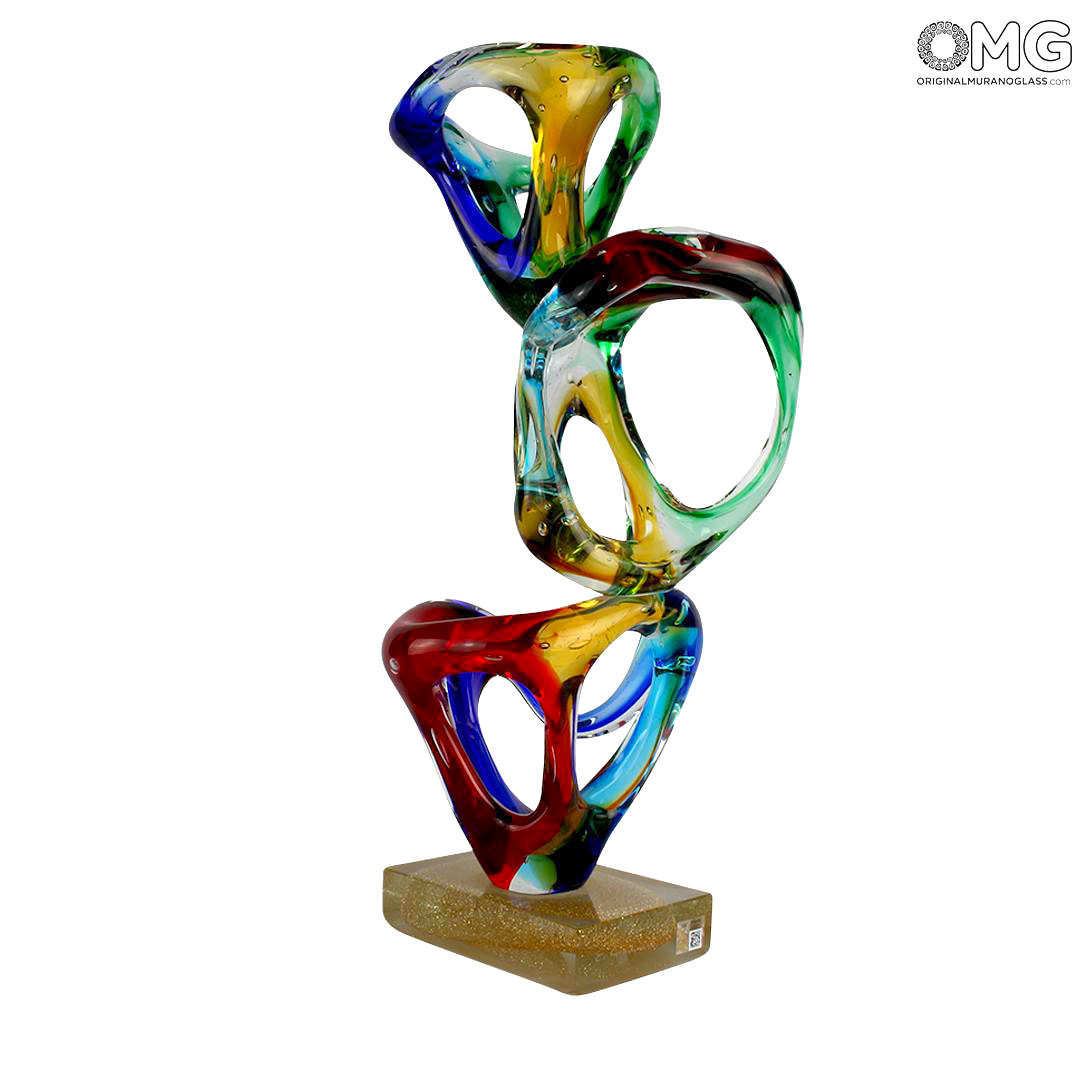 4595 ORIGINALMURANOGLASS Золотая материя - Абстрактная скульптура - муранское стекло OMG 32 см  - Вид №1