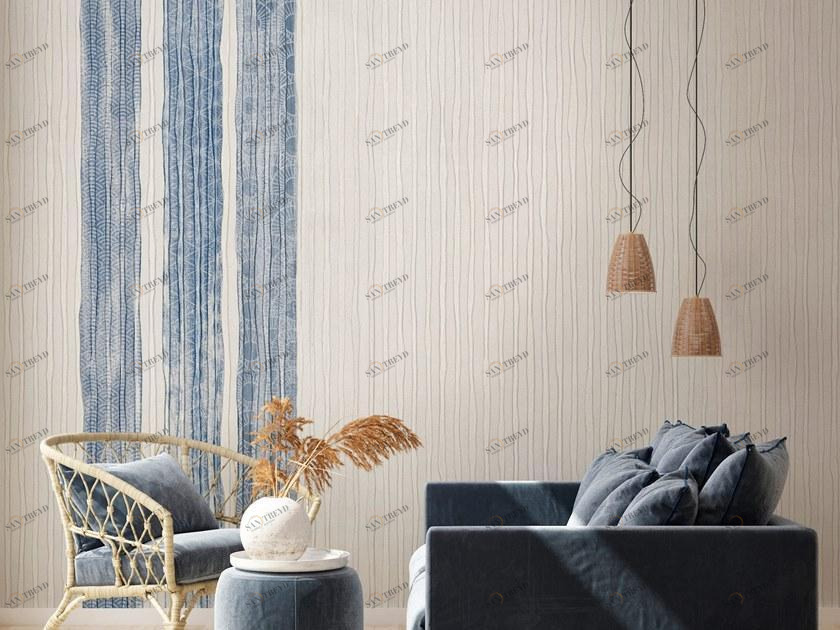 Tecnografica Полосатые тканевые обои в современном стиле Japandi sun-id-1439307