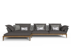 Секционный садовый диван из ткани