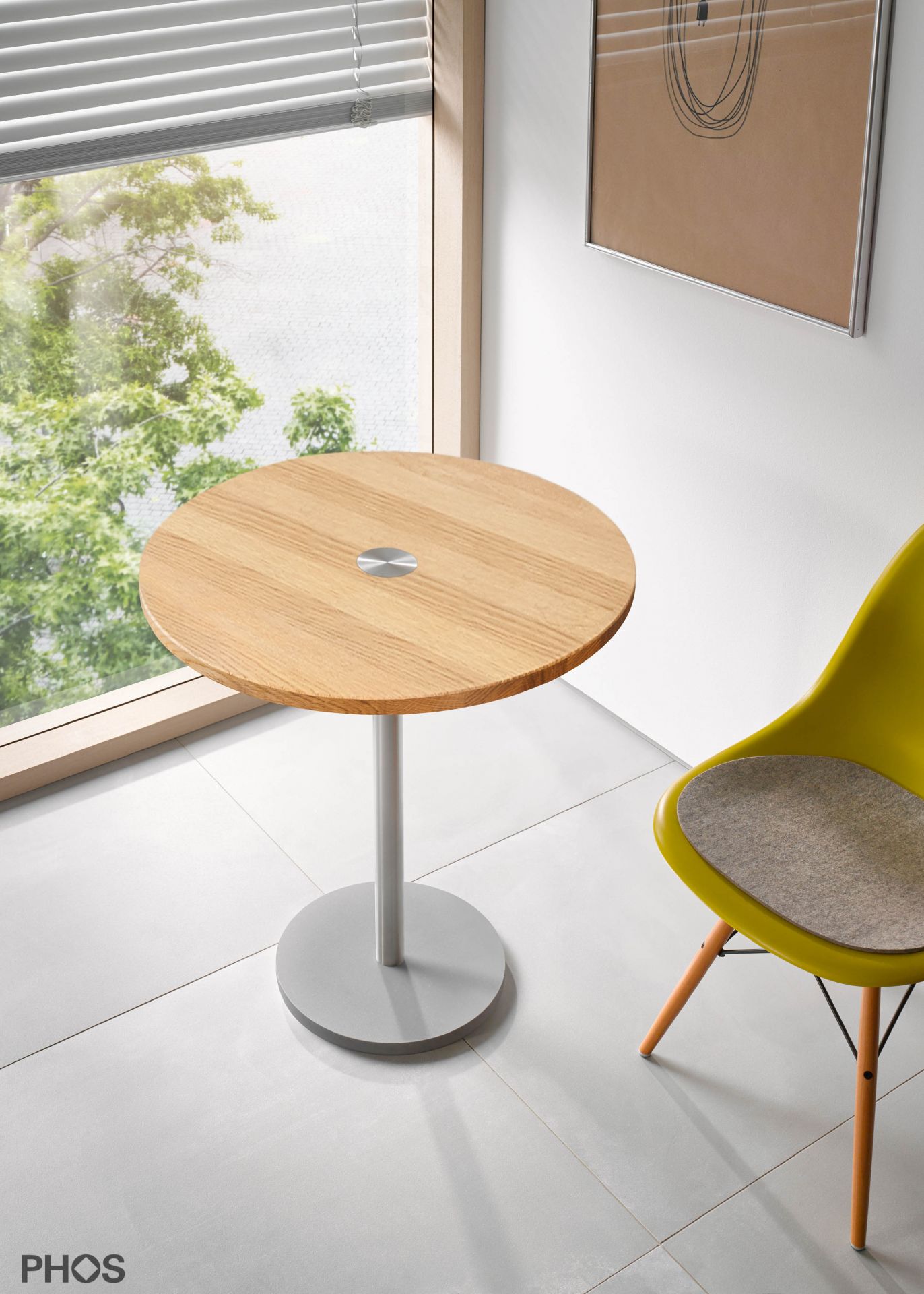 T730-Eiche Стол для бистро с дубовой столешницей, ø70 см, высота 73 см PHOS  - Вид №1