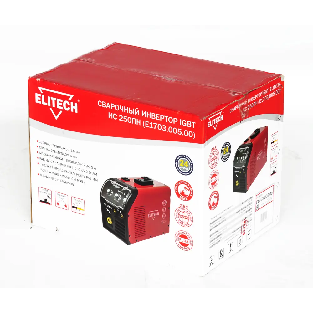 Сварочный аппарат инверторный Elitech 250ПН E1703.005.00, 220 А, 5 мм 87712125 STLM-2090762  - Вид №5