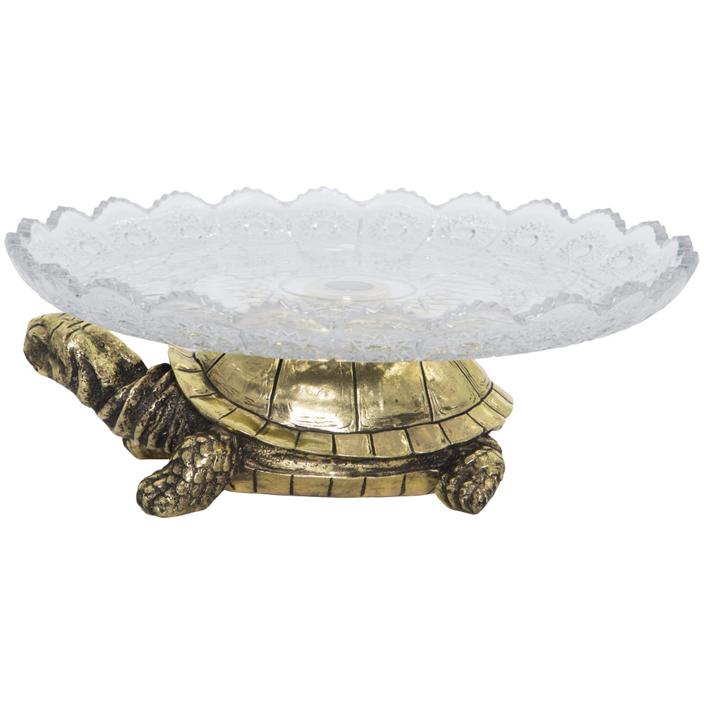 52096 BOGACHO Фруктовница-конфетница Черепаха - 7 Бронза мрамор / стекло  - Вид №2