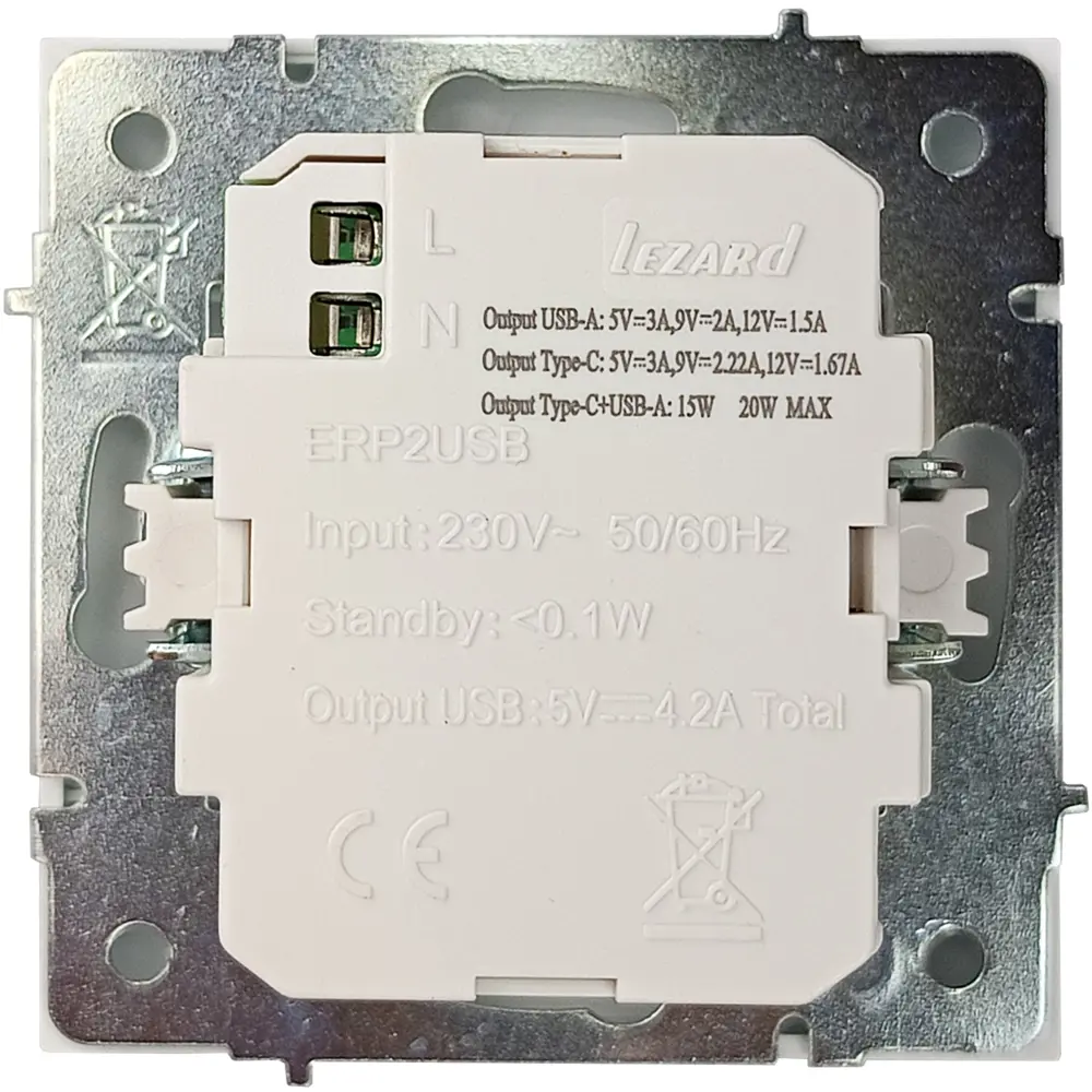 Розетка Lezard Zima с USB Type-C и классическим портом для современной зарядки 89398370 STLM-1578836 - Вид №4