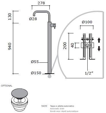 MINA Смеситель для раковины напольный однорычажный из нержавеющей стали Stiriana 6391t - Вид №1