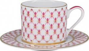 10611130 Императорский фарфоровый завод Чашка чайная с блюдцем ИФЗ "Сетка-Блюз" 220мл, ф.Соло Фарфор твердый