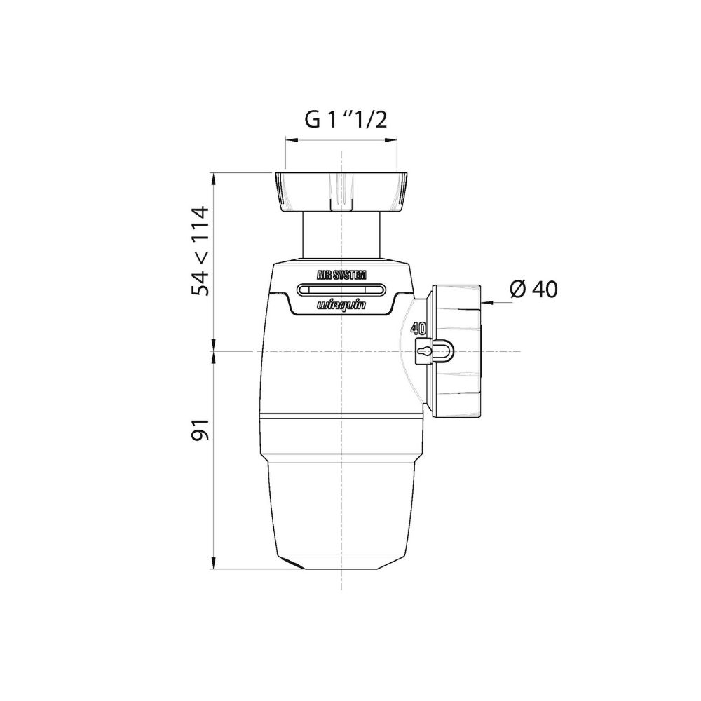 30987073 Сифон WIRQUIN NEO AIR SYSTEM 1? х40 мм без выпуска () Raiber  - Вид №1