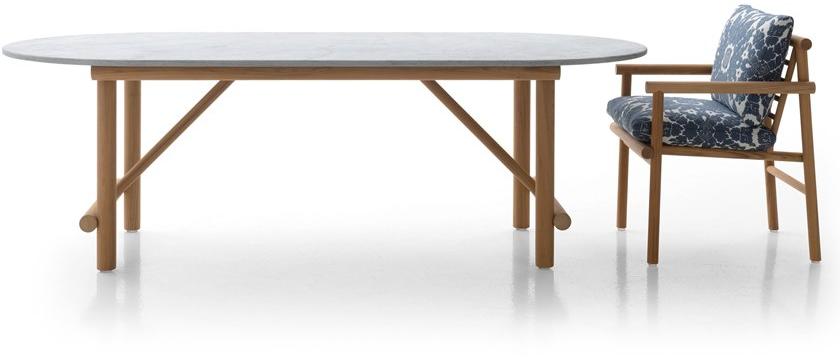 B&B Italia Outdoor Овальный садовый стол из дерева и змеевика Ayana sun-id-1467143 - Вид №1