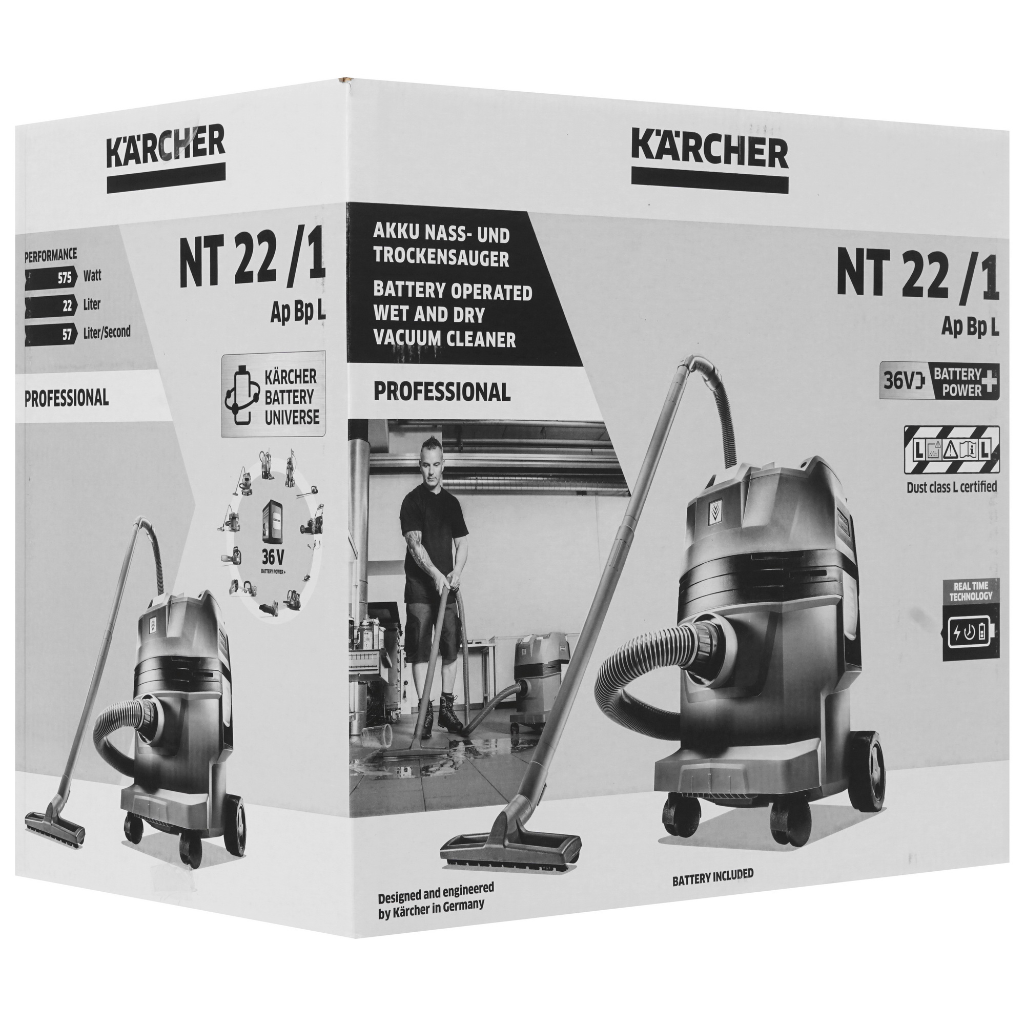 Строительный пылесос аккумуляторный Karcher NT 22/1 Ap Bp Pack Battery Power 36V 9970283 STDN-0020296 - Вид №14