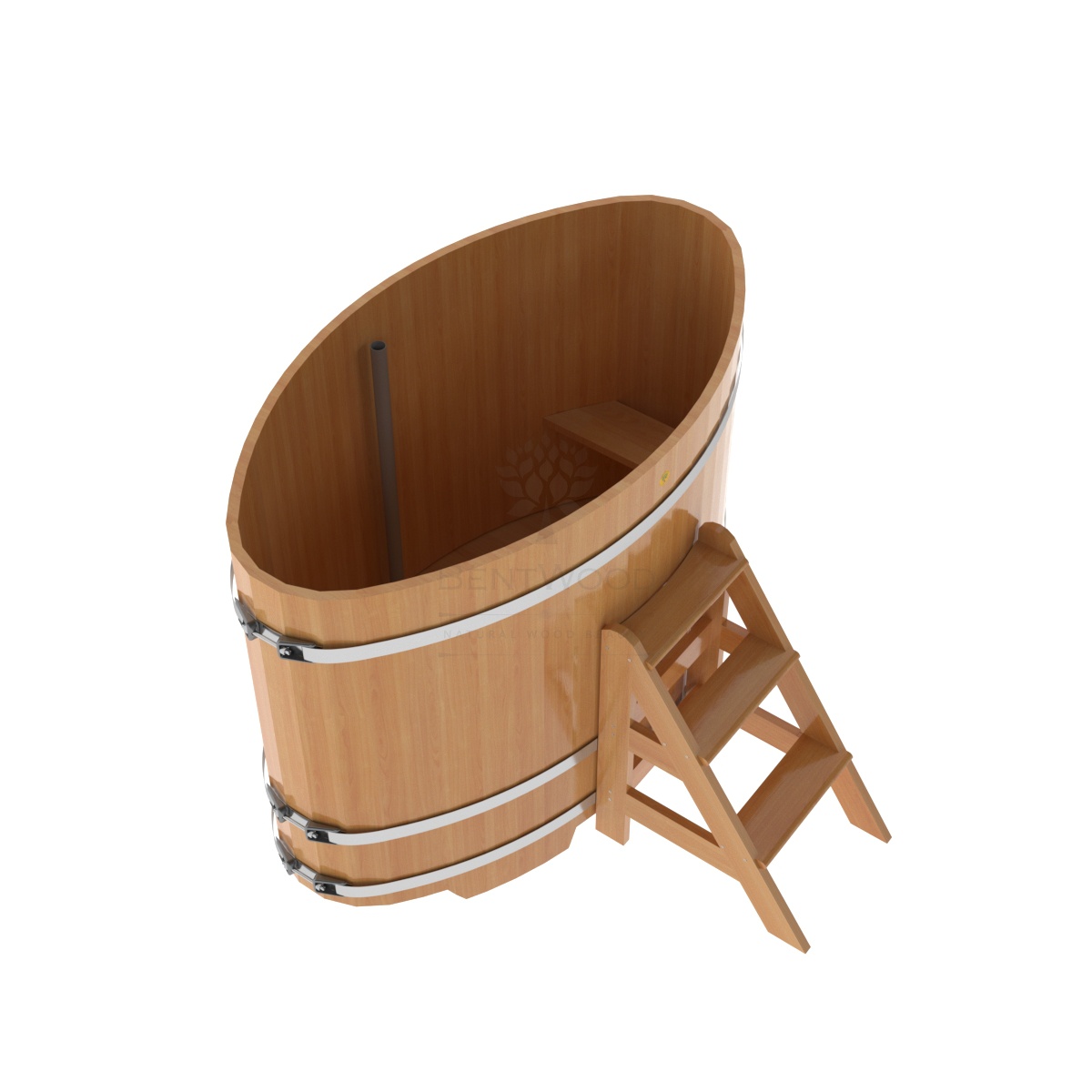 1162 Купель овальная из лиственницы 0,92х1,66х1,2 натуральная премиум Alyarus  - Вид №1