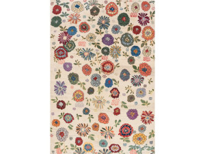 Прямоугольный шерстяной цветочный ковер