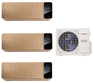 9244172 Кондиционер настенный мультисплит-система GoldStar GSA3OI-FM/out-21HN8 + FM/in-07+07+09HN8 золотистый