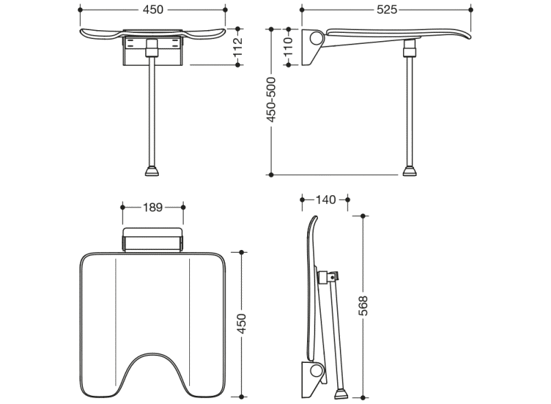900.51.21460 складное сиденье HEWI System 900 - Вид №5