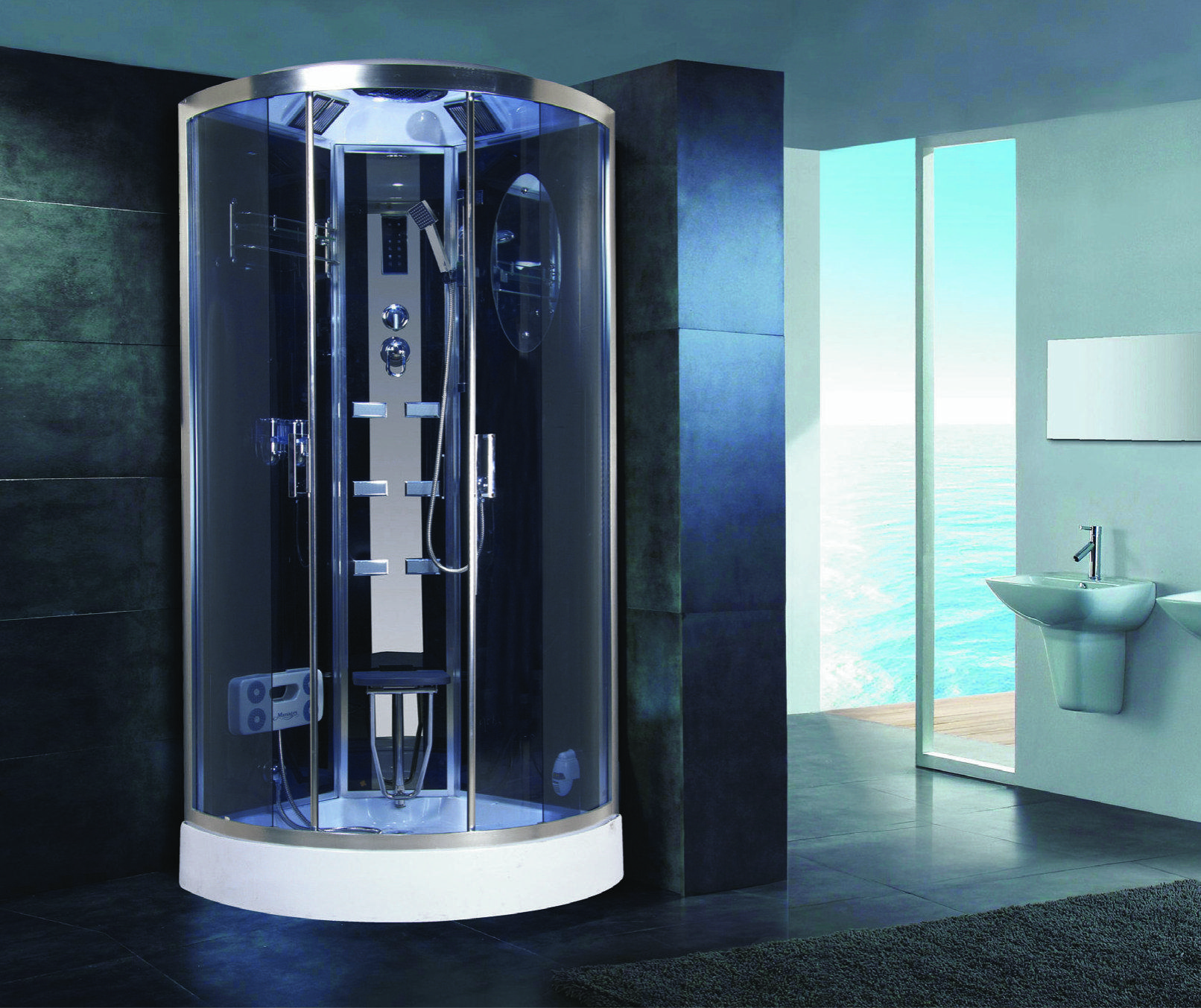 Душевая кабина NG-902-01 (1000х1000х2200) низкий поддон(16см) стекло ТОНИРОВАННОЕ Niagara Ultra 9020135