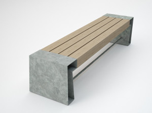 Стальная и деревянная скамья без спинки