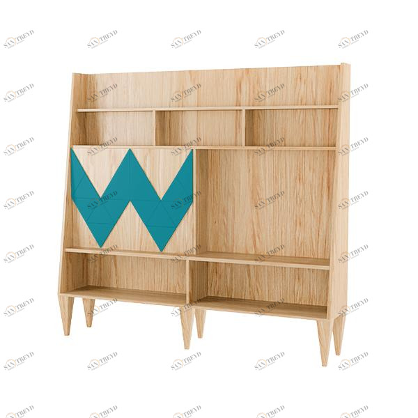 Стеллаж деревянный шпон бирюзовый Woo Wall WOODI  00-3966189 Бежевый;голубой 